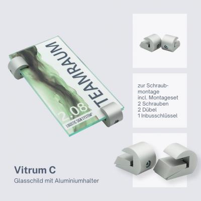 Tuerschild Vitrum C von Logistic Sign System Glasschild für Büro Beschilderung 200 100 mm